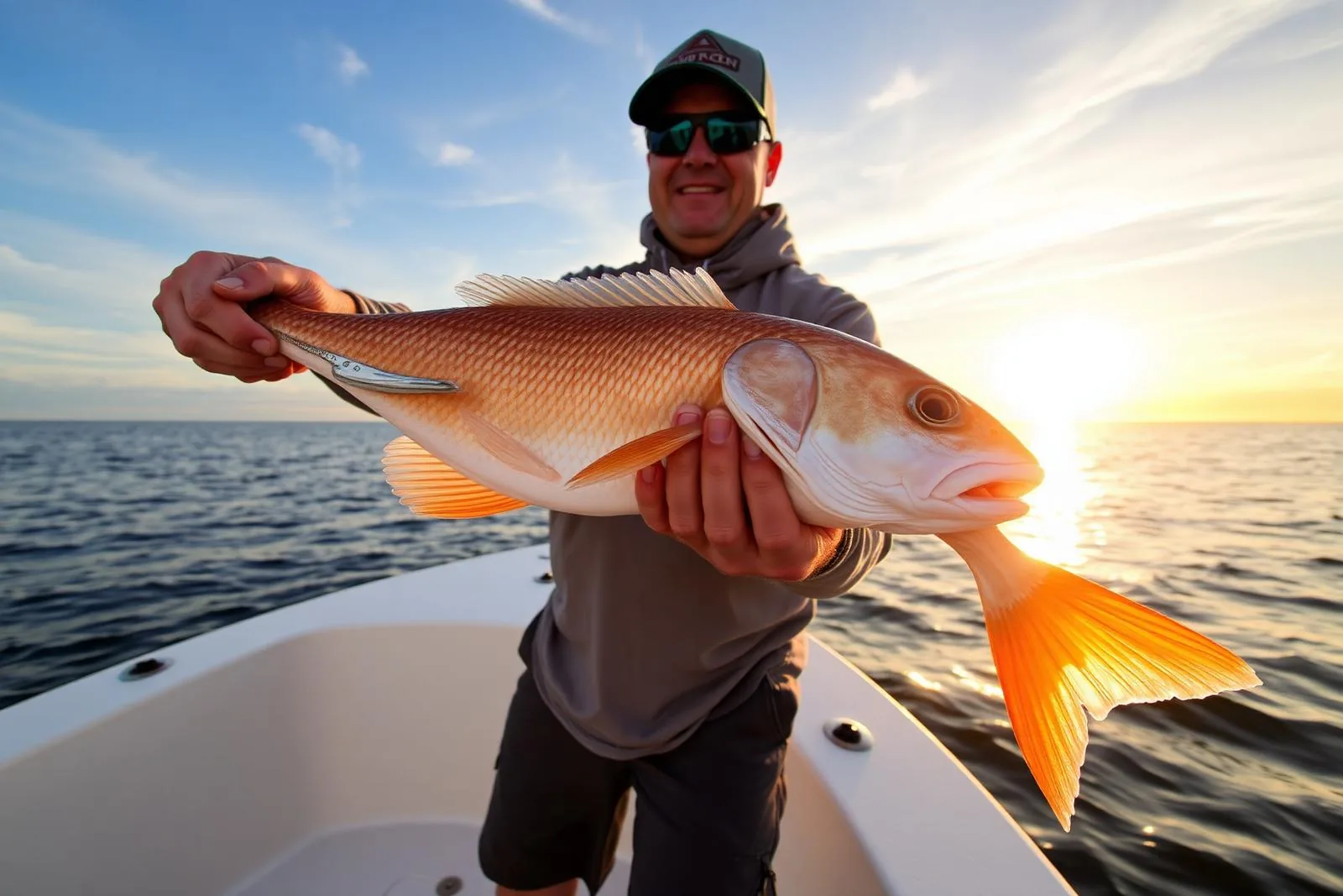 Angler with a fresh catch on a Gulf fishing charter